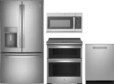 4 Piece Package Includes Refrigerator, Range, Microwave And Dishwasher